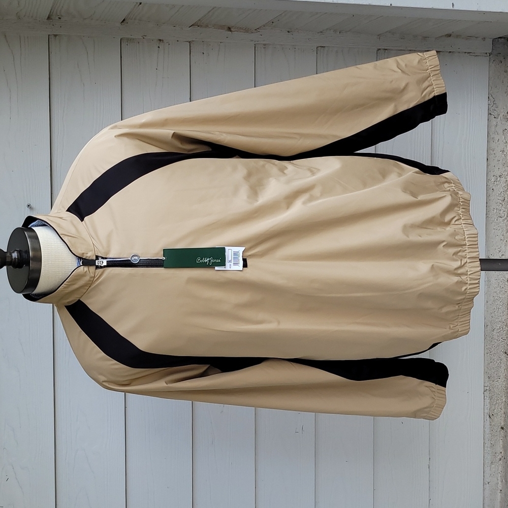 BOBBY‎ JONES Khaki Tan Black Mens Sz XL Half Zip Pullover Golf Jacket NEW